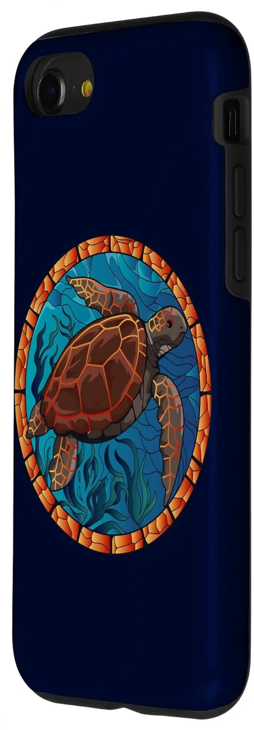 iPhone SE (2020) / 7 / 8 Stained Glass Art Sea Turtle Colorful Glasswork Design Case