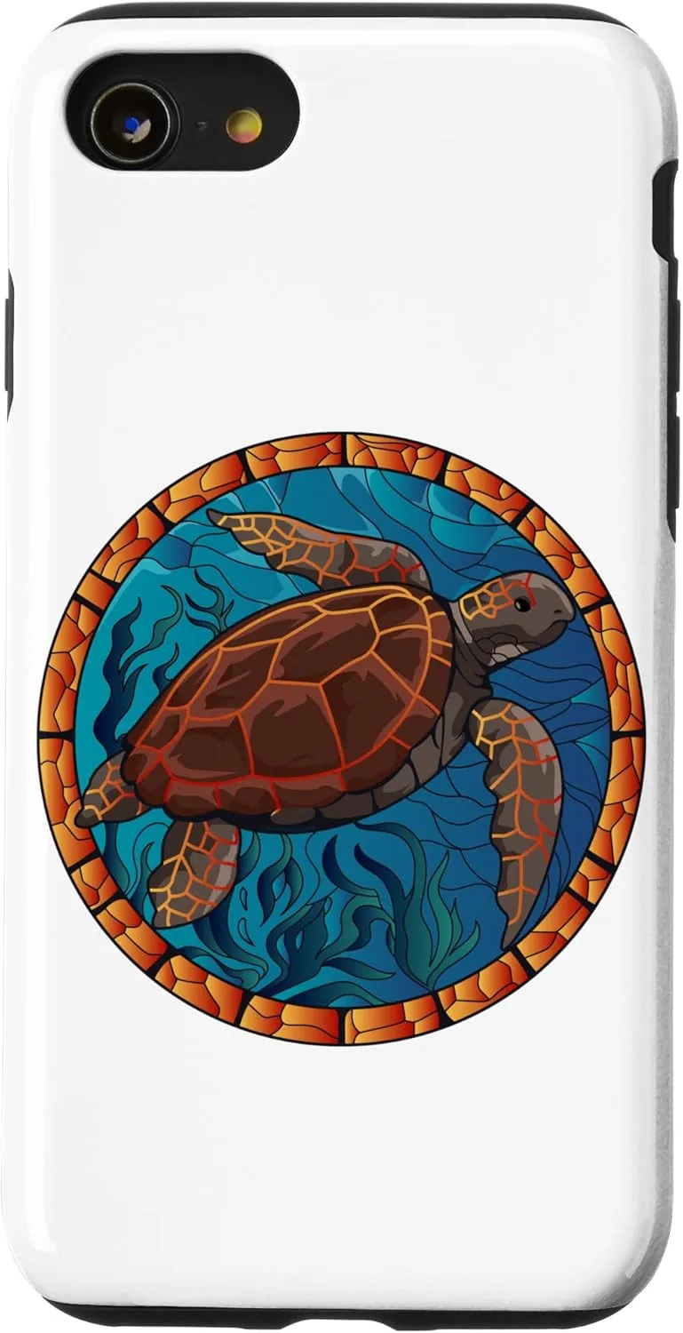 iPhone SE (2020) / 7 / 8 Stained Glass Art Sea Turtle Colorful Glasswork Design Case