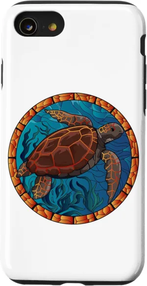 iPhone SE (2020) / 7 / 8 Stained Glass Art Sea Turtle Colorful Glasswork Design Case