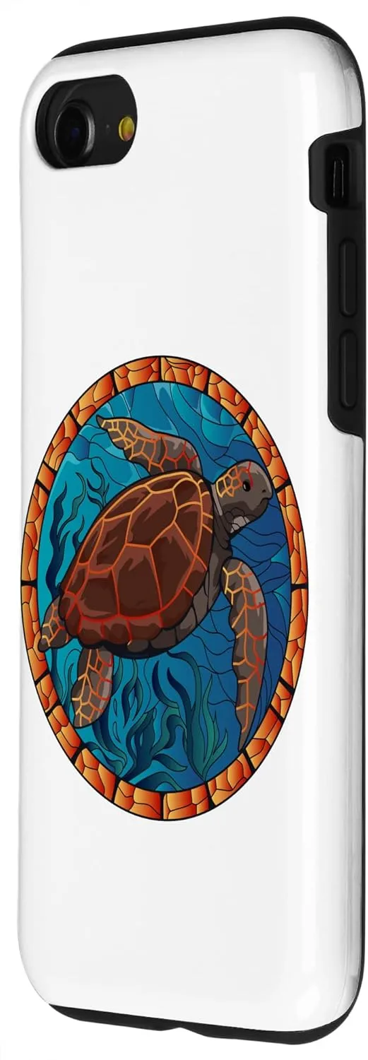 iPhone SE (2020) / 7 / 8 Stained Glass Art Sea Turtle Colorful Glasswork Design Case