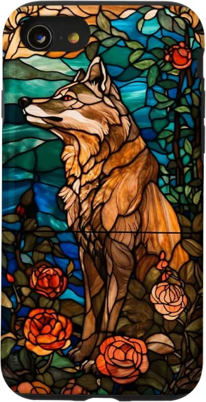 iPhone SE (2020) / 7 / 8 Wolf Colored Stained Glass Window Vintage Wolf Case