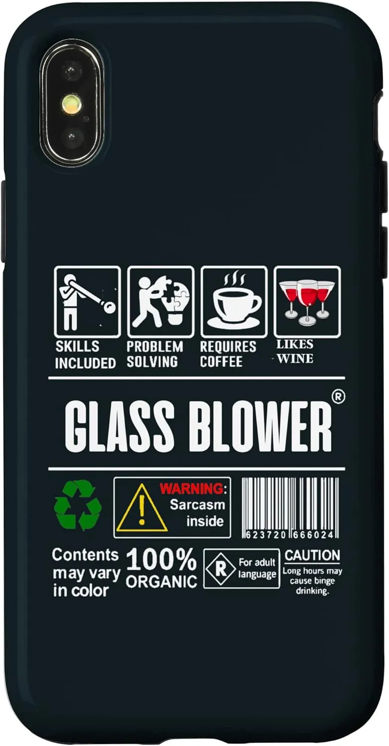 iPhone X/XS Glass Blower Job Description Label Coffee Wine Glass Blowing Case