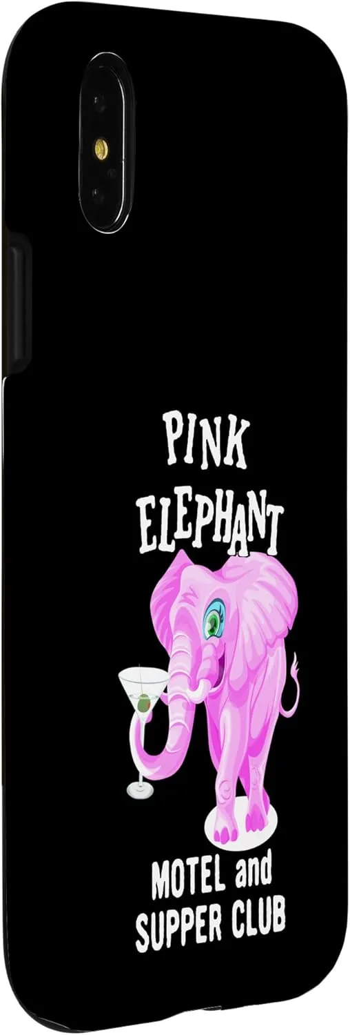 iPhone X/XS Pink Colored Elephant With Martini Glass Case