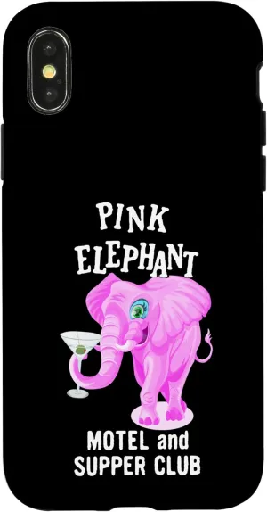 iPhone X/XS Pink Colored Elephant With Martini Glass Case
