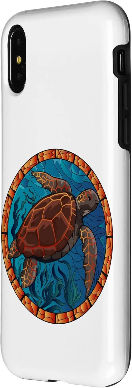 iPhone X/XS Stained Glass Art Sea Turtle Colorful Glasswork Design Case