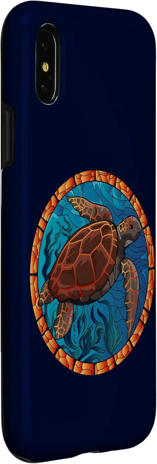 iPhone X/XS Stained Glass Art Sea Turtle Colorful Glasswork Design Case