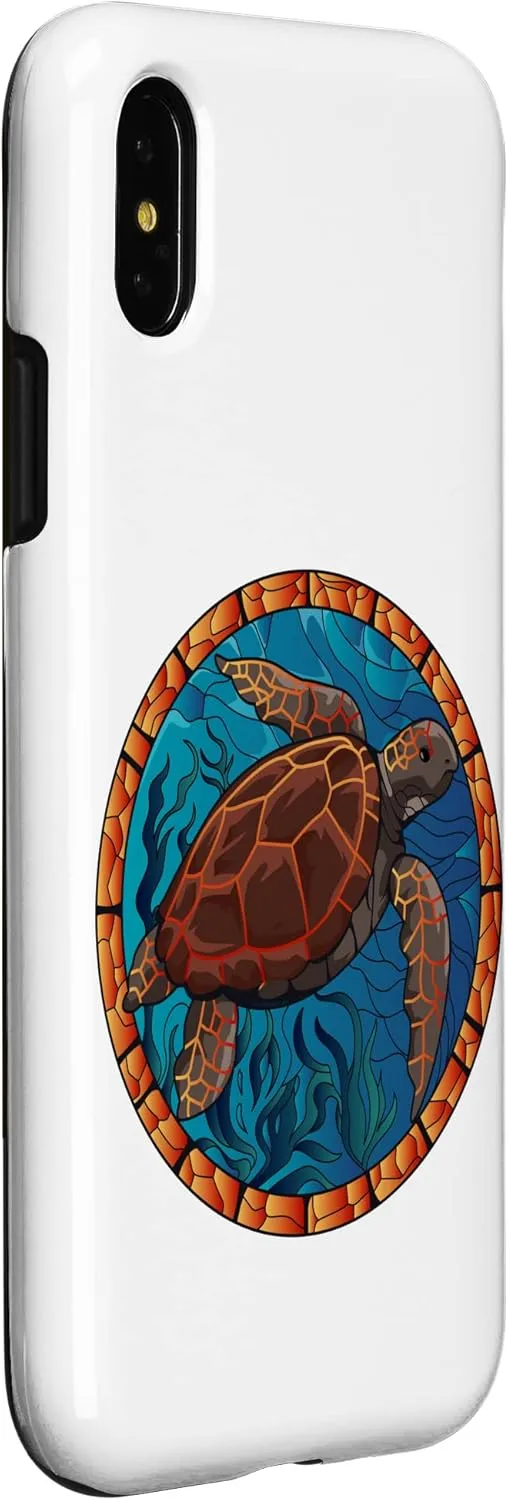 iPhone X/XS Stained Glass Art Sea Turtle Colorful Glasswork Design Case