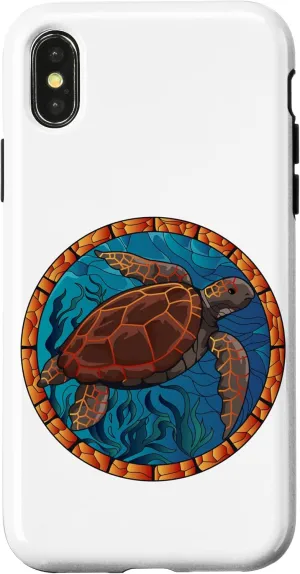 iPhone X/XS Stained Glass Art Sea Turtle Colorful Glasswork Design Case