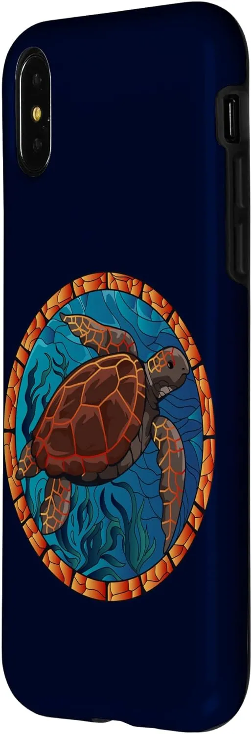 iPhone X/XS Stained Glass Art Sea Turtle Colorful Glasswork Design Case