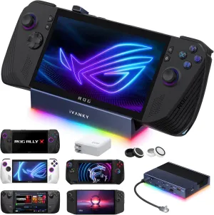 iVANKY 14-in-1 RGB 4K@120Hz Docking Station with 100W PD Charger for Steam Deck OLED/ROG Ally X/Lenovo Legion Go, Foldable Dock with HDMI Gigabit Ethernet 10Gbps USB 3.2, SD/TF Slots, 1Gbps Ethernet