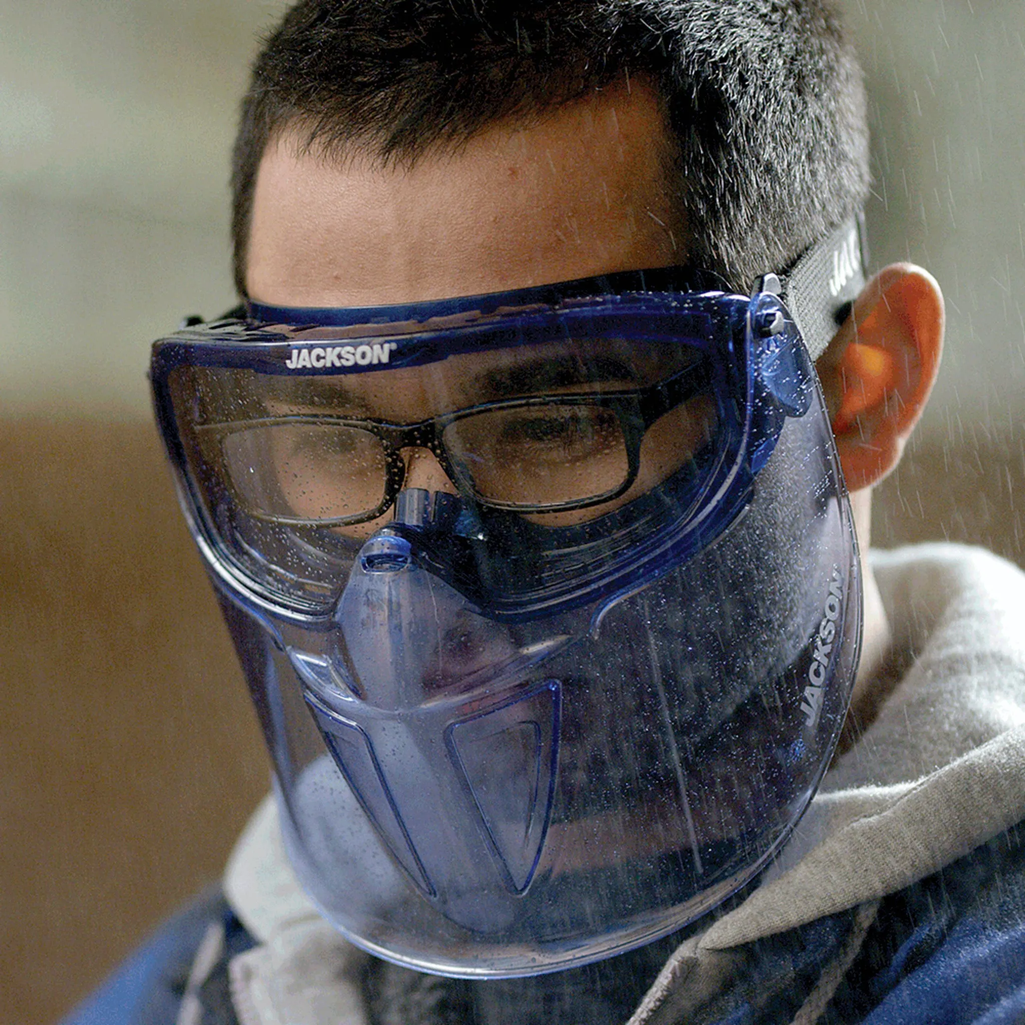Jackson GPL550 Prem Safety Glasses w/ Blue Flip up chin guard