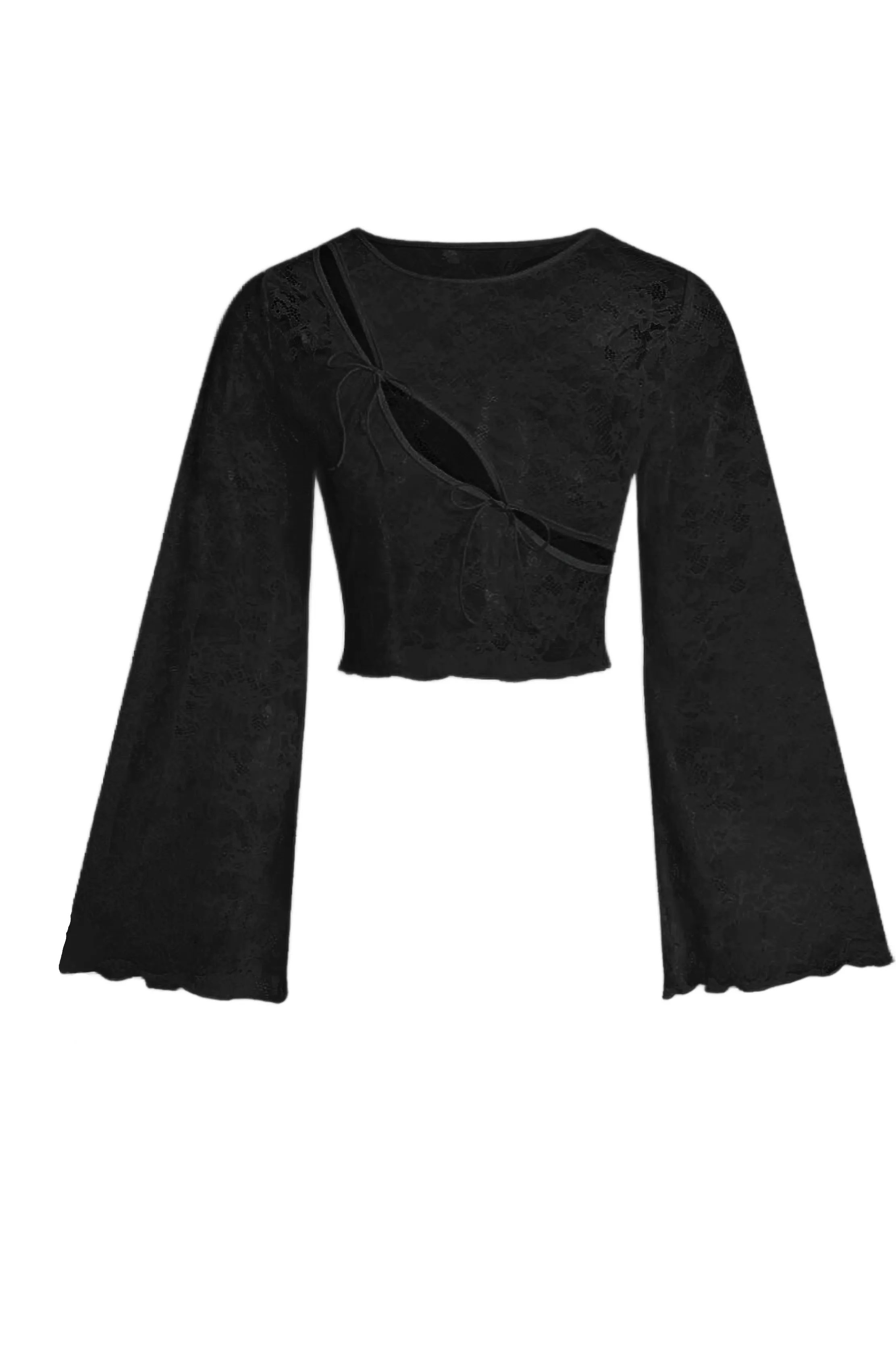 Jacky Lace Long Sleeve Top (Black)