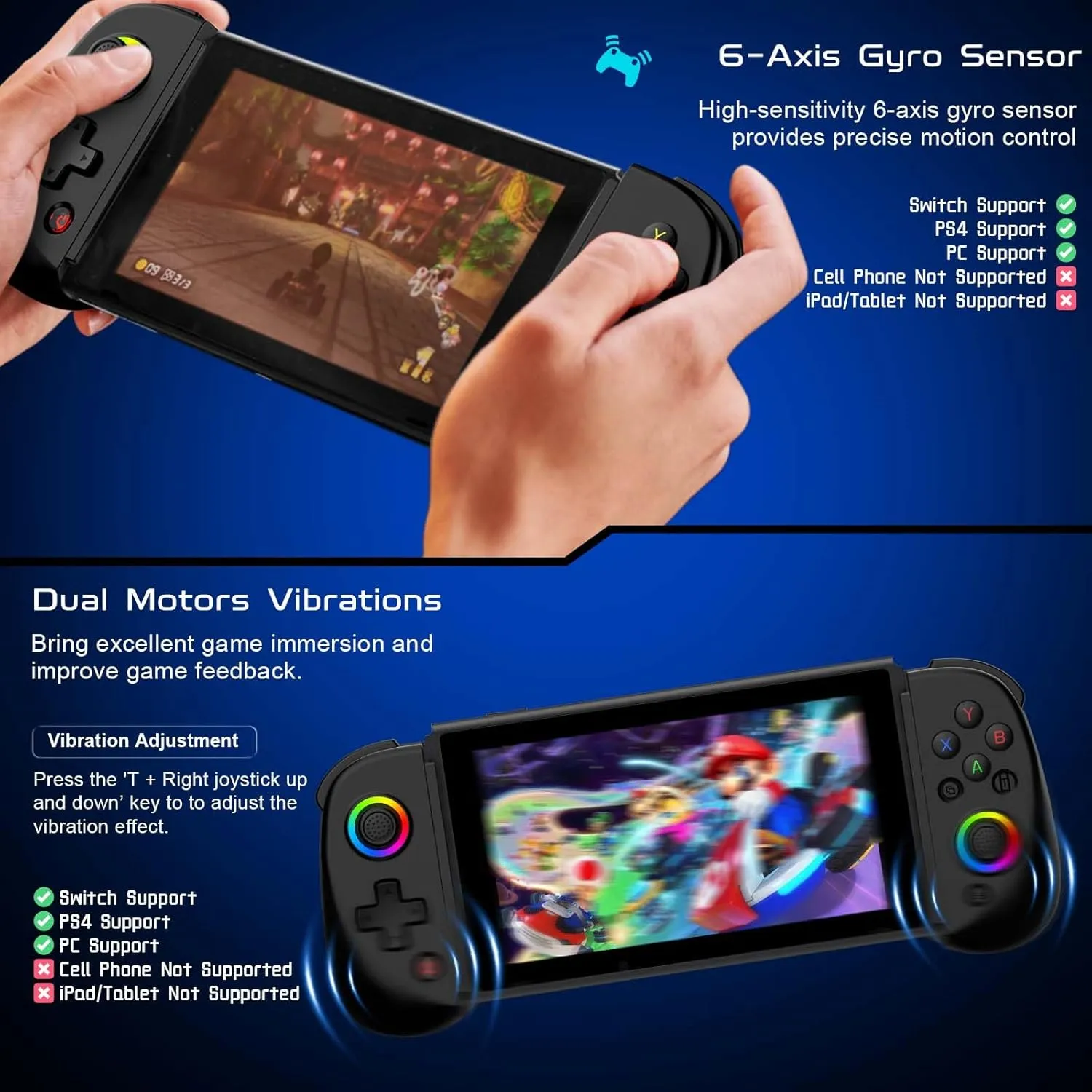 Joso Mobile Gaming Controller for iPhone/iPad/Tablet, Android Wireless Controller with Hall Effects Joysticks, Support PC/Switch, Play Cloud Games/PS Remote Play/COD/Genshin Impact & More - Black