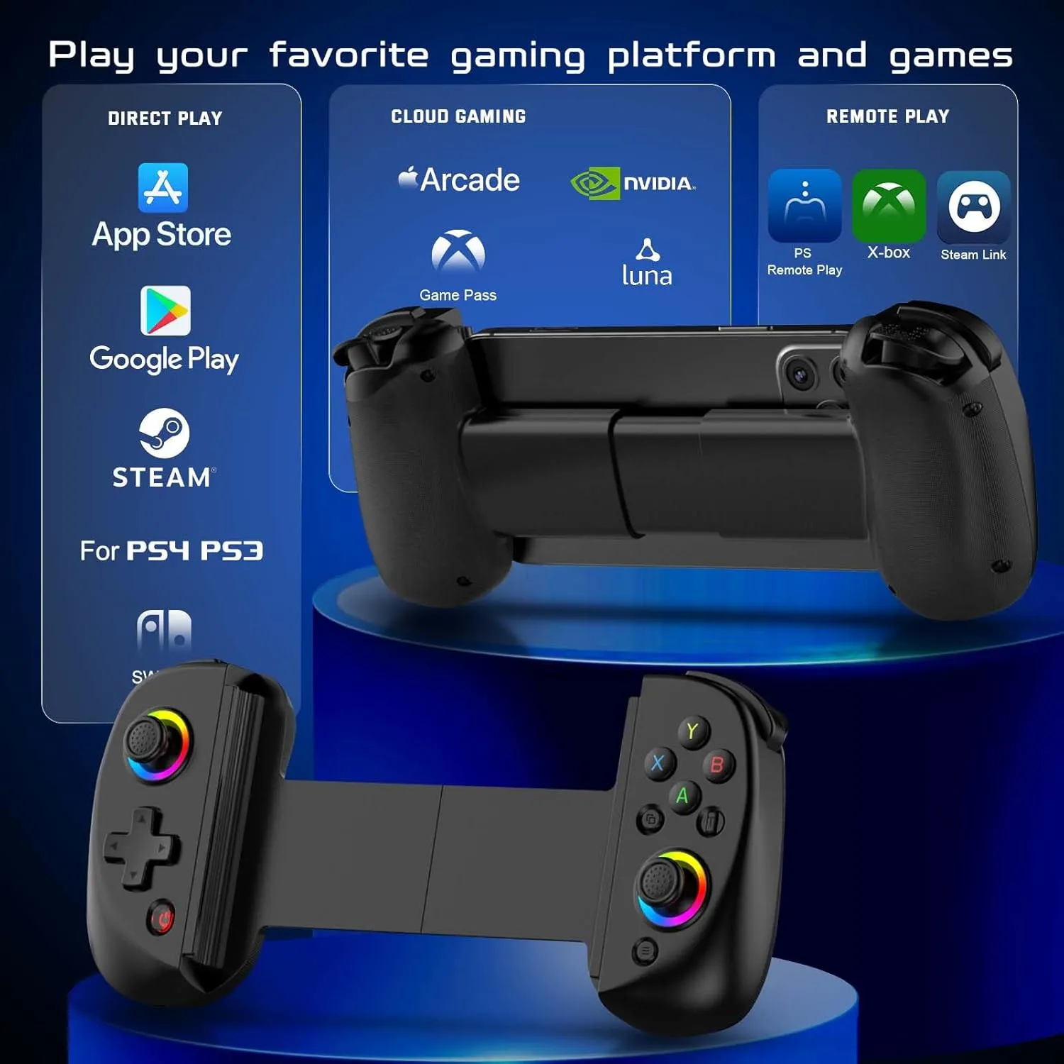Joso Mobile Gaming Controller for iPhone/iPad/Tablet, Android Wireless Controller with Hall Effects Joysticks, Support PC/Switch, Play Cloud Games/PS Remote Play/COD/Genshin Impact & More - Black
