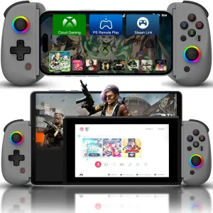 Joso Mobile Gaming Controller for iPhone/iPad/Tablet, Android Wireless Controller with Hall Effects Joysticks, Support PC/Switch, Play Cloud Games/PS Remote Play/COD/Genshin Impact & More - Grey