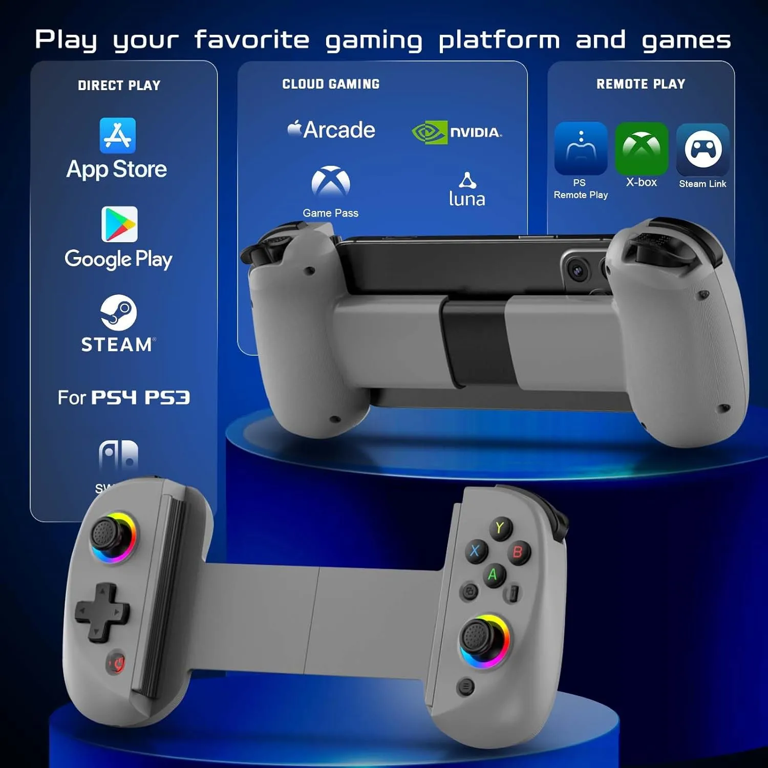 Joso Mobile Gaming Controller for iPhone/iPad/Tablet, Android Wireless Controller with Hall Effects Joysticks, Support PC/Switch, Play Cloud Games/PS Remote Play/COD/Genshin Impact & More - Grey