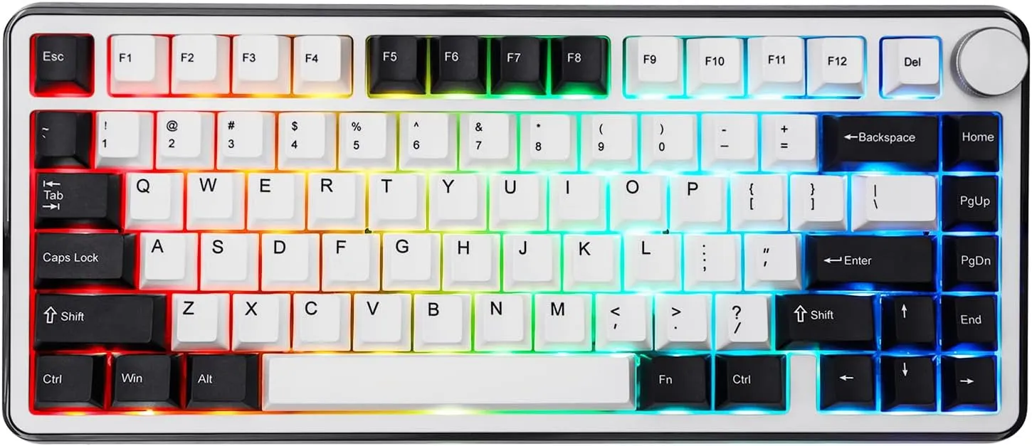 KiiBoom Breeze 75 75% CNC Aluminum and Acrylic Mechanical Gaming Keyboard, USB-C/BT5.0/2.4GHz Wireless Creamy Keyboard, with Gasket Structure, RGB, 8000mAh Battery for Win/Mac (Black)