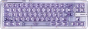 KiiBoom Phantom 68 65% Hot Swappable Crystal Gasket-Mounted Mechanical Keyboard, BT5.0/2.4GHz/USB-C Wired Wireless NKRO Gaming Keyboard with South-Facing RGB, 4000mAh Battery for Win/Mac(Purple)