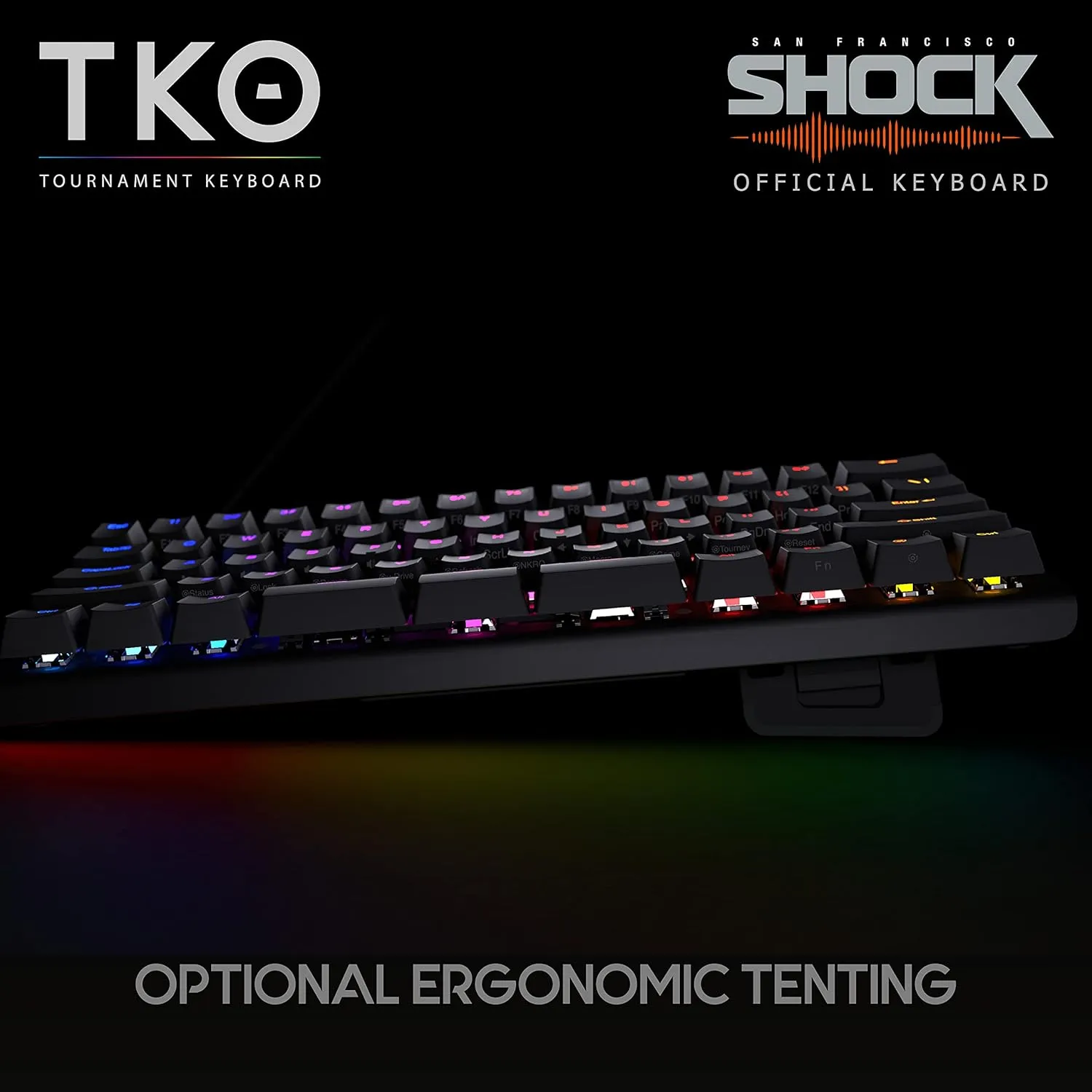 KINESIS Gaming TKO Mechanical Keyboard | Tactile Brown Switches | 60% Layout | Split Spacebar | Hotswap | PBT Keycaps | Aluminum Body | SF Shock Limited Edition Travel Case