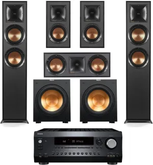 Klipsch Reference 5.2 Home Theater System, Bundle 2X R-625FA Floorstanding 2X R-12SW Subwoofer, R-52C Center, R-41M Bookshelf Speakers, and Integra DRX 3.4 100W 9.2-Channel 8K Network AV Receiver