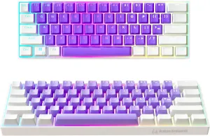 KRAKEN KEYBOARDS Purple Cloud Edition Kraken Pro 60 | White & Purple 60% HOT SWAPPABLE Mechanical Gaming Keyboard for Gaming On PC, Xbox, PlayStation & MAC (Purple Cloud | Silver Switches)