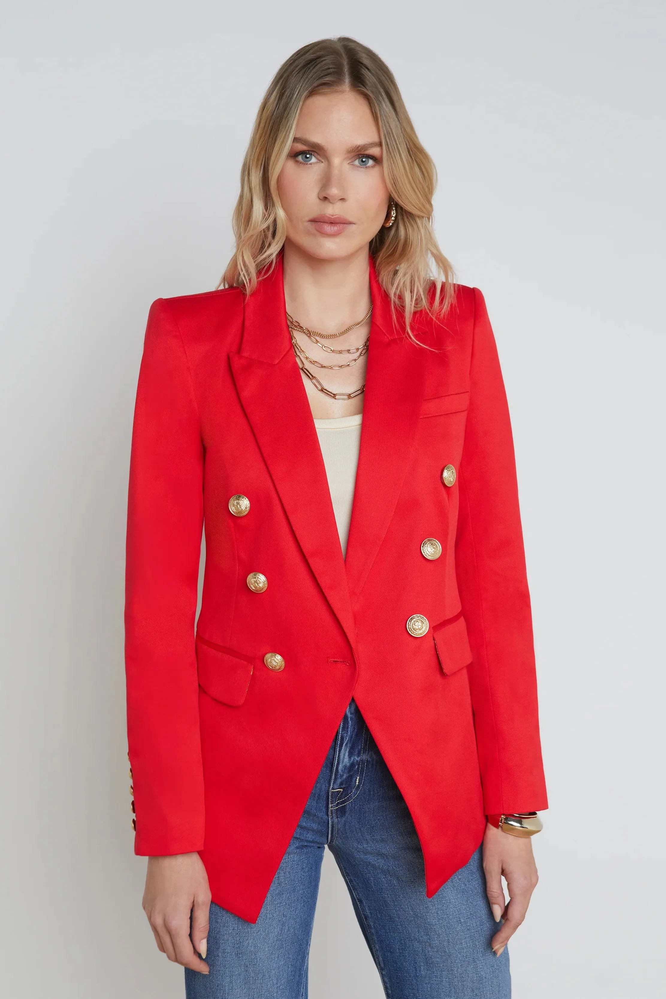 L'Agence Kendi Long Double Breasted Blazer