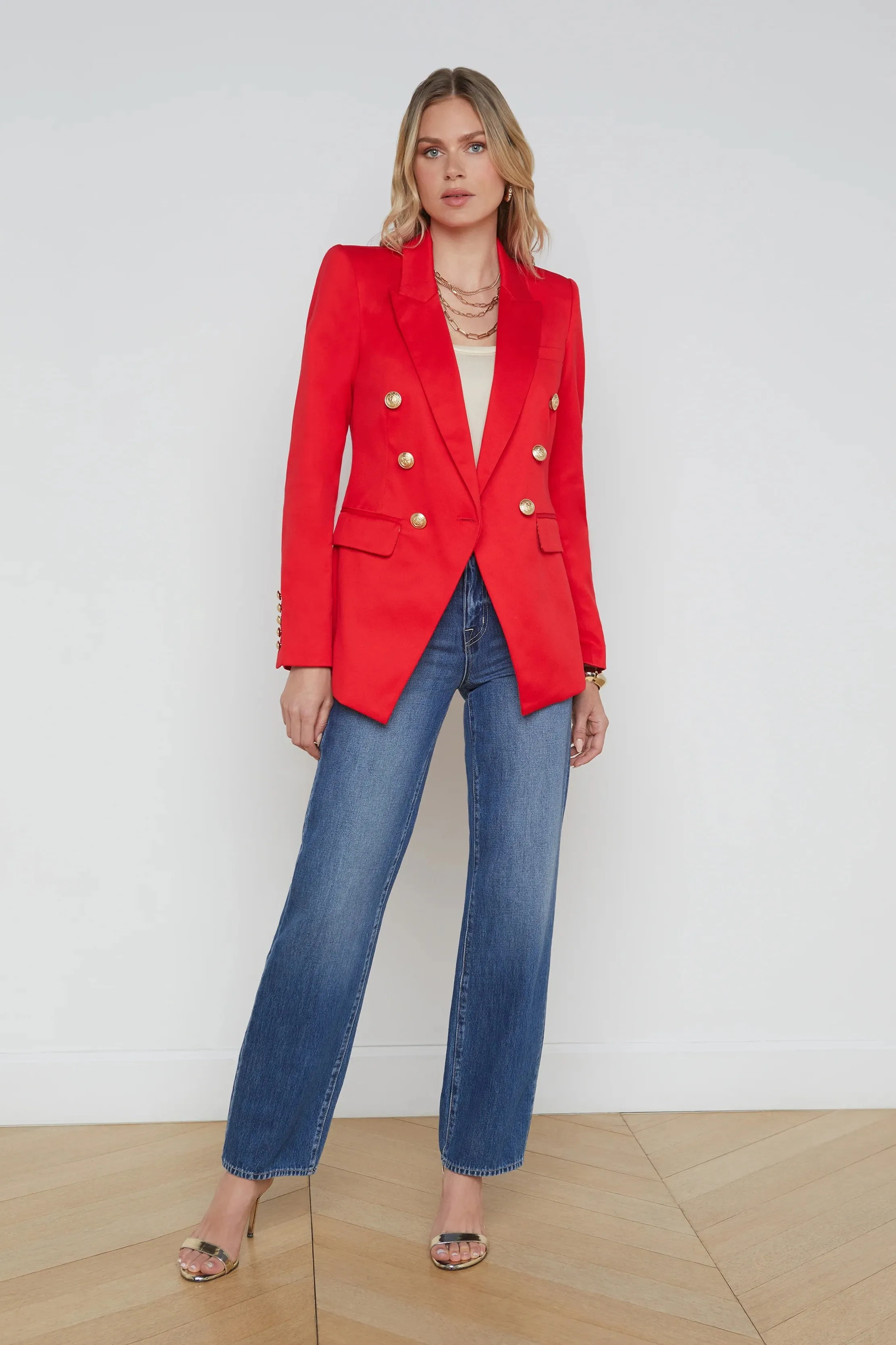 L'Agence Kendi Long Double Breasted Blazer