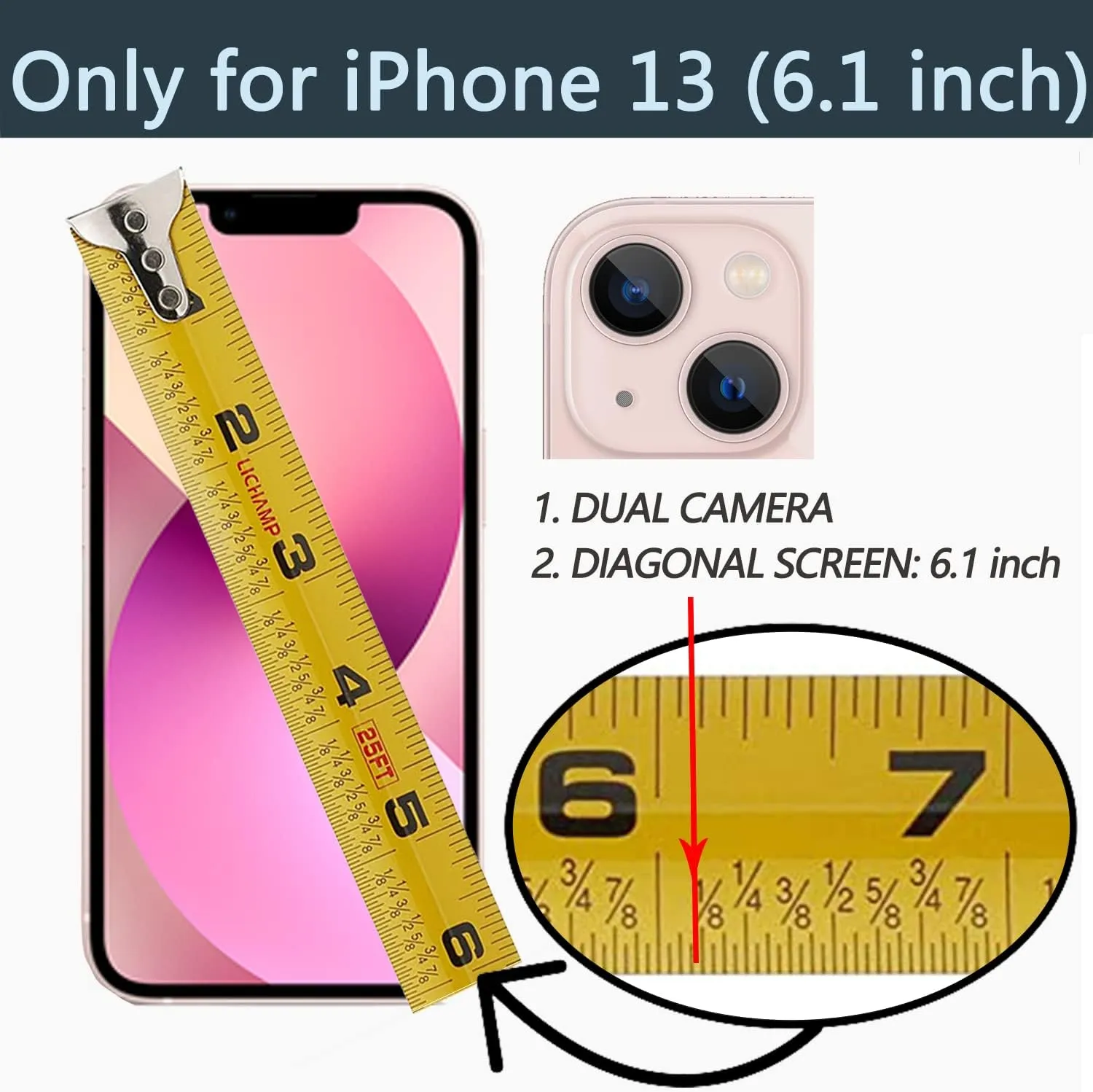 LAMEEKU Wallet Case Compatible with iPhone 13, Case with Card Holder, RFID Blocking Leather Cover 360Rotation Ring Kickstand Protective Bumper Designed for Apple iPhone 13 6.1'' (2021) Rose Gold