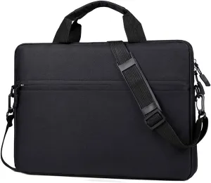 Laptop Carrying Case for 13/14/15 Inch Laptops & Tablets - Double Compartment Shockproof Adjustable Strap Durable & Stylish Business Travel School Bag - Black