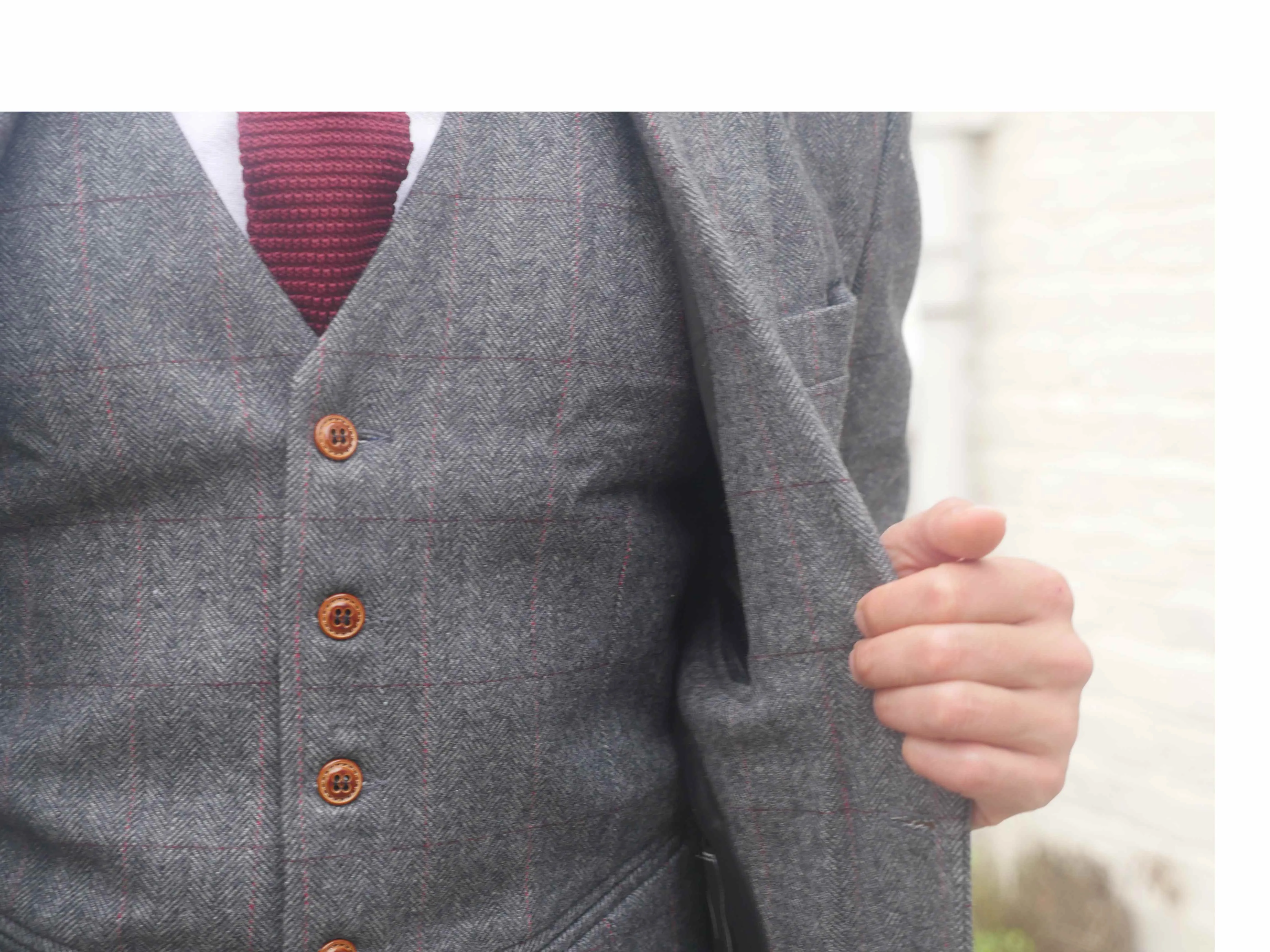 Larger Peaky Grey Estate Herringbone Tweed 3 Piece Suit ( Plus Size)
