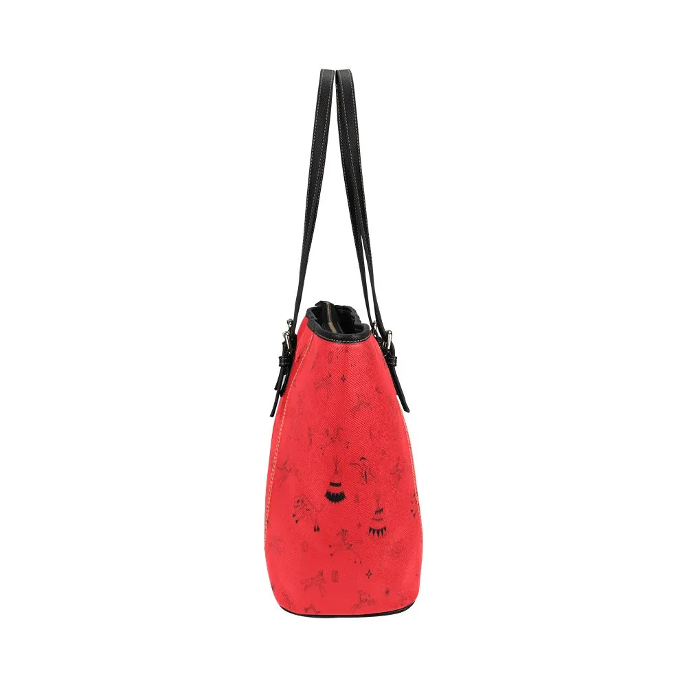 Ledger Dables Red Leather Tote Bag