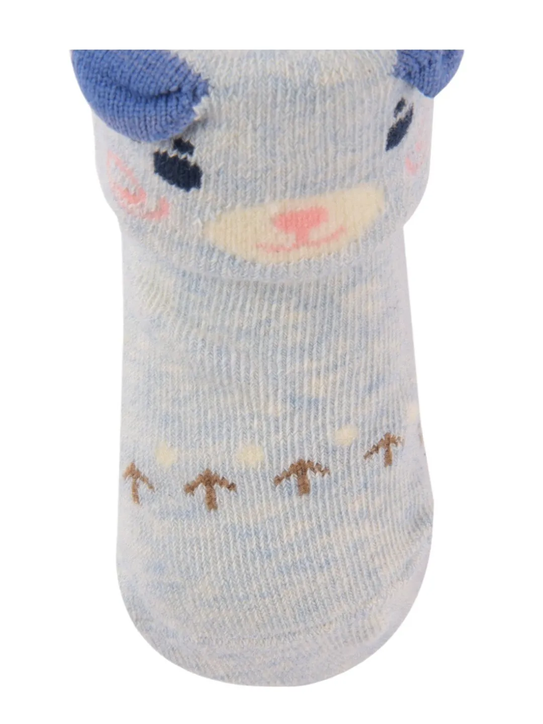 Light Blue Baby Socks with Cute Bear Face and Ear Accents