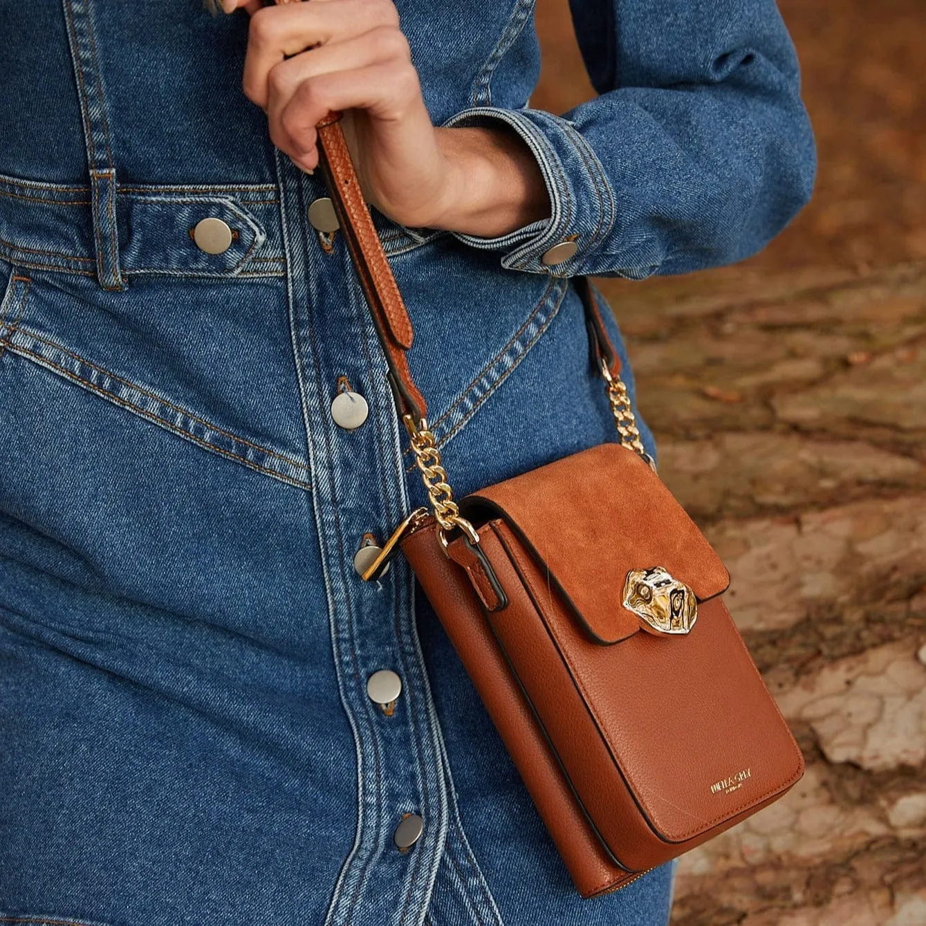 Luella Grey Zoe Conker Phone Bag in Brown