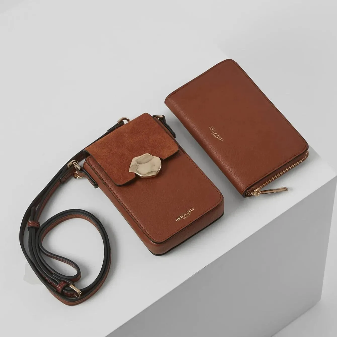 Luella Grey Zoe Conker Phone Bag in Brown
