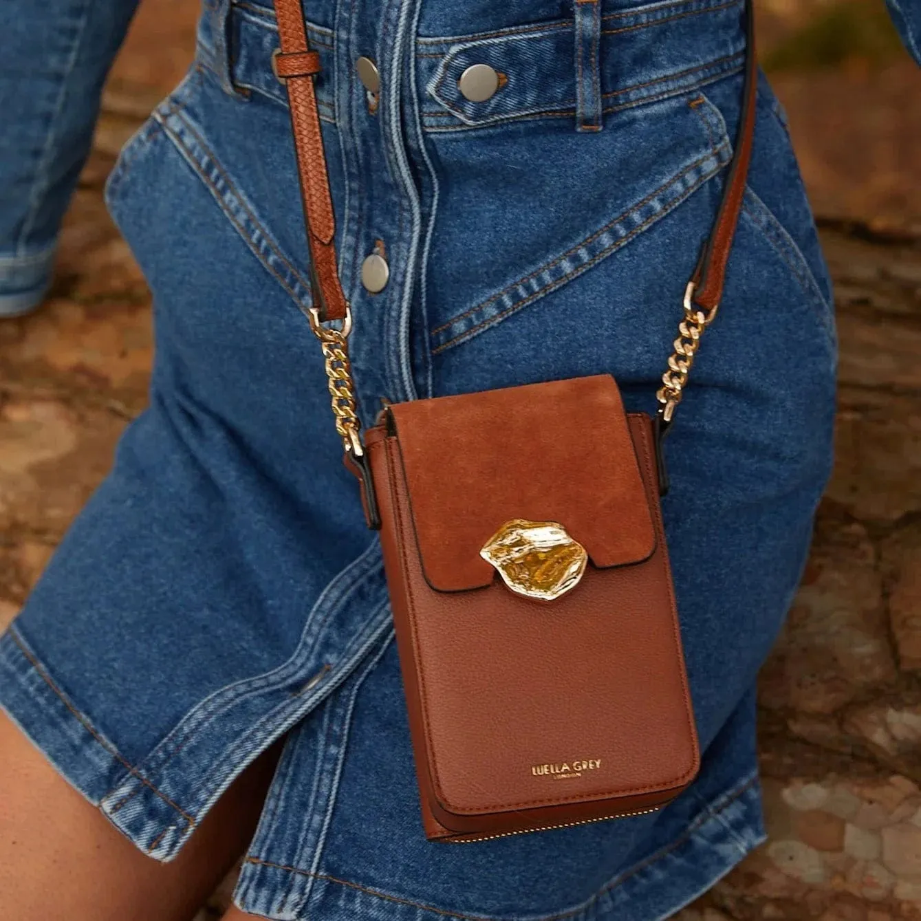 Luella Grey Zoe Conker Phone Bag in Brown