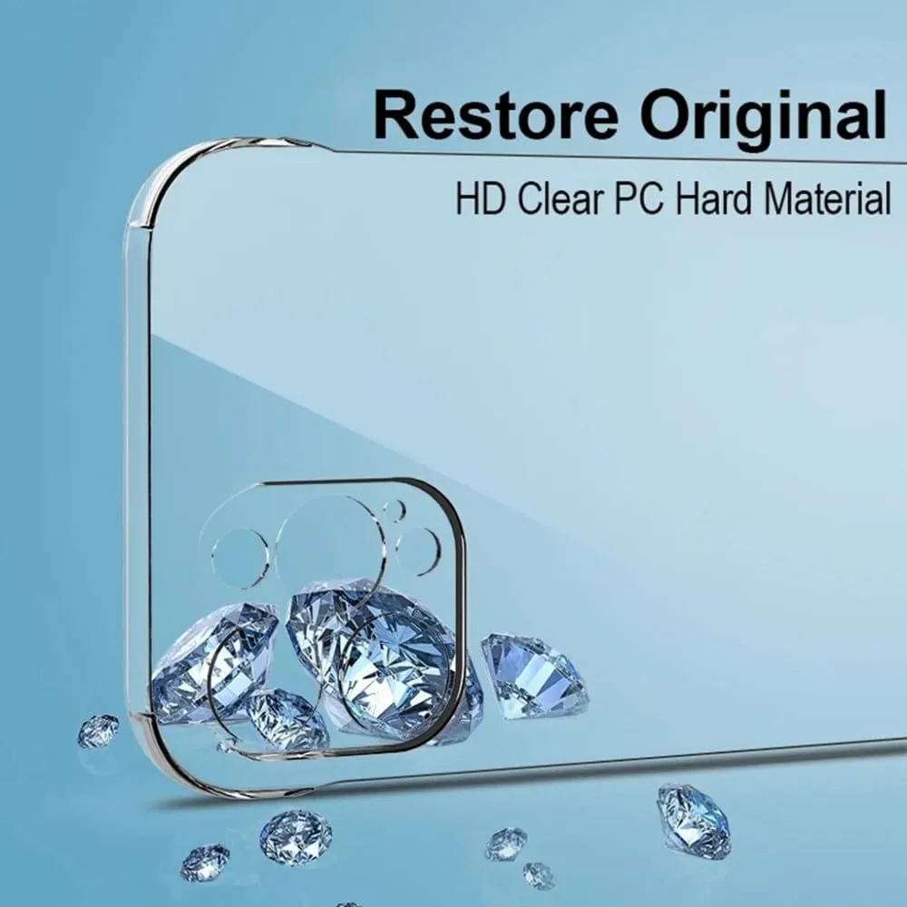 Luxury Frameless Transparent Case for iPhone 15 14 13 12 11 Pro X XR XS Max 7 8 Plus Mini Hard PC Shockproof Bumper Clear Cover,Transparent,for iPhone13