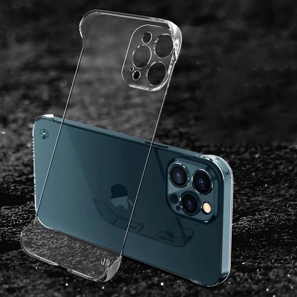 Luxury Frameless Transparent Case for iPhone 15 14 13 12 11 Pro X XR XS Max 7 8 Plus Mini Hard PC Shockproof Bumper Clear Cover,Transparent,for iPhone13