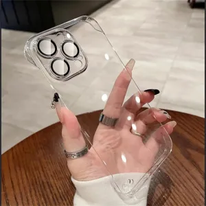 Luxury Plating Transparent Frameless Ultra Thin Case for iPhone 15 14 Plus 13 12 11 Pro Max Clear Hard Camera Protection Cover,Clear,for iPhone12