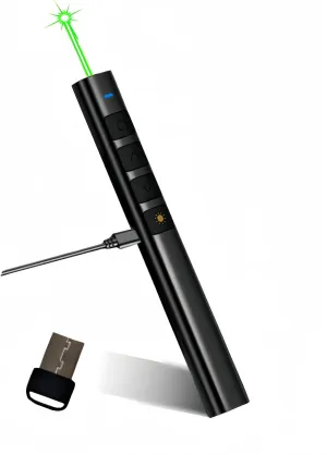 [M Monoie] Wireless Presenter Remote with Green Laser USB-C Rechargeable PowerPoint Clicker, 45-Day Battery, Anti-Loss DesignTactile Buttons for Classroom/Business Presentations, Mac/PC Compatible