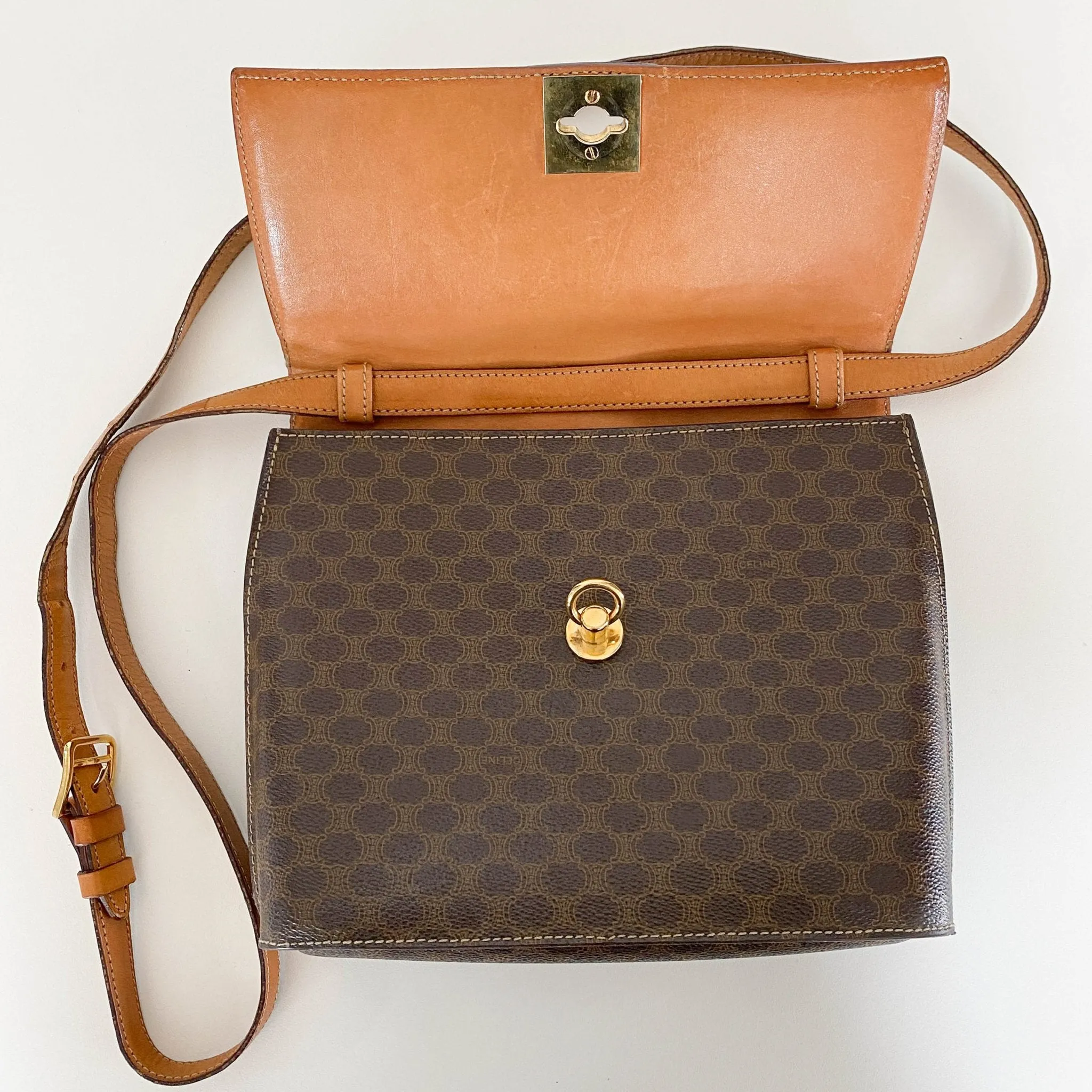 Macadam Triomphe Canvas Gold Ring Square Crossbody Bag