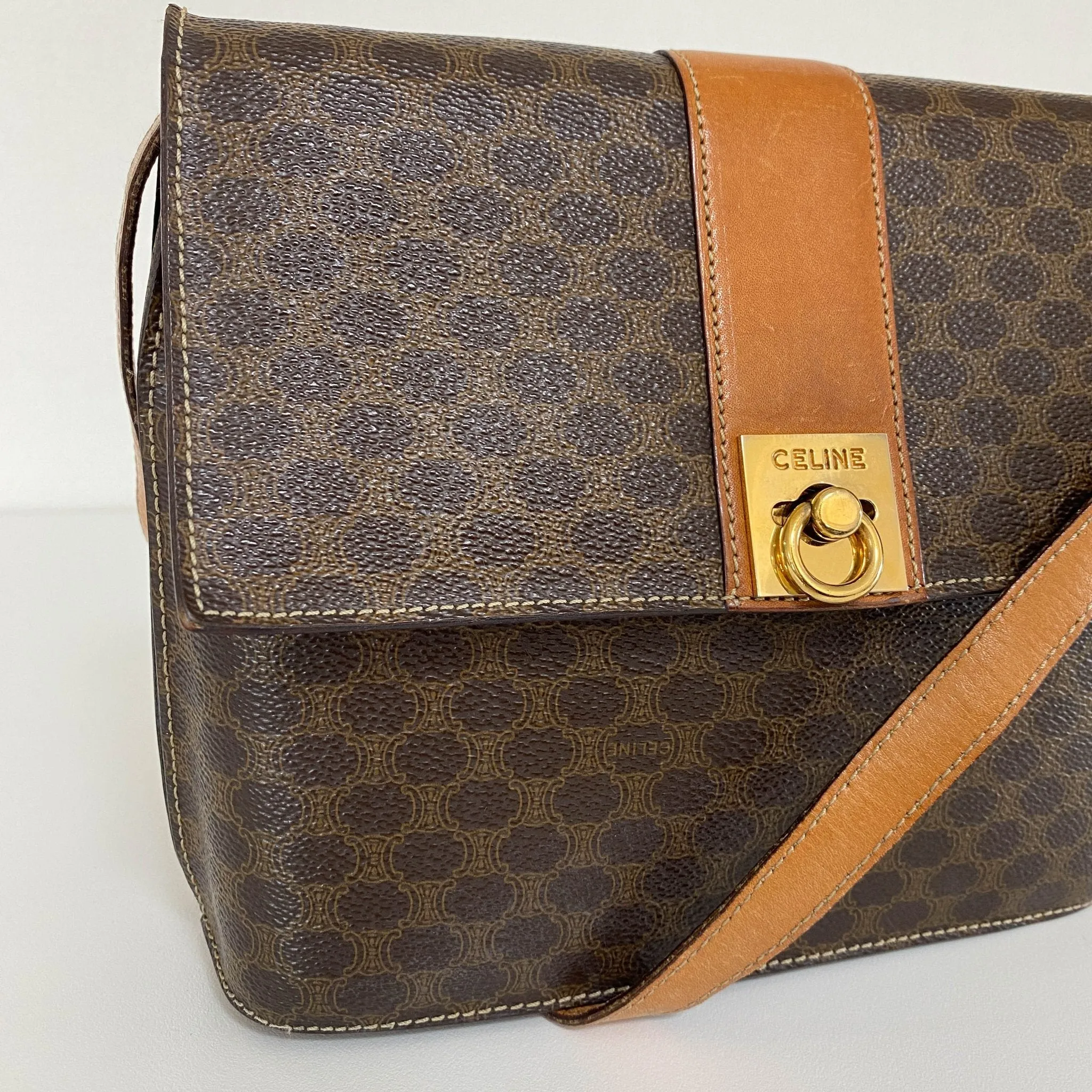 Macadam Triomphe Canvas Gold Ring Square Crossbody Bag