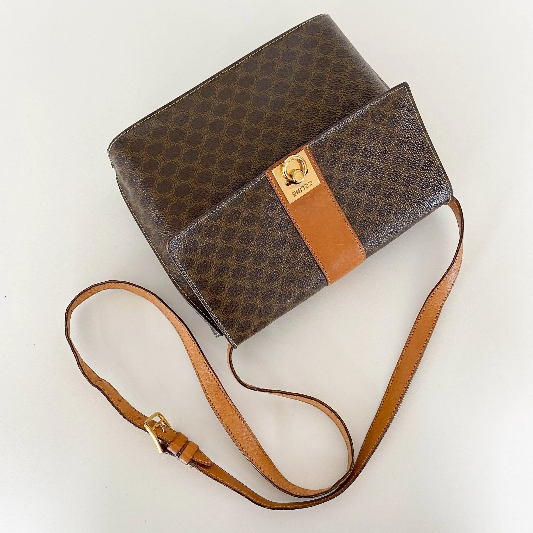 Macadam Triomphe Canvas Gold Ring Square Crossbody Bag