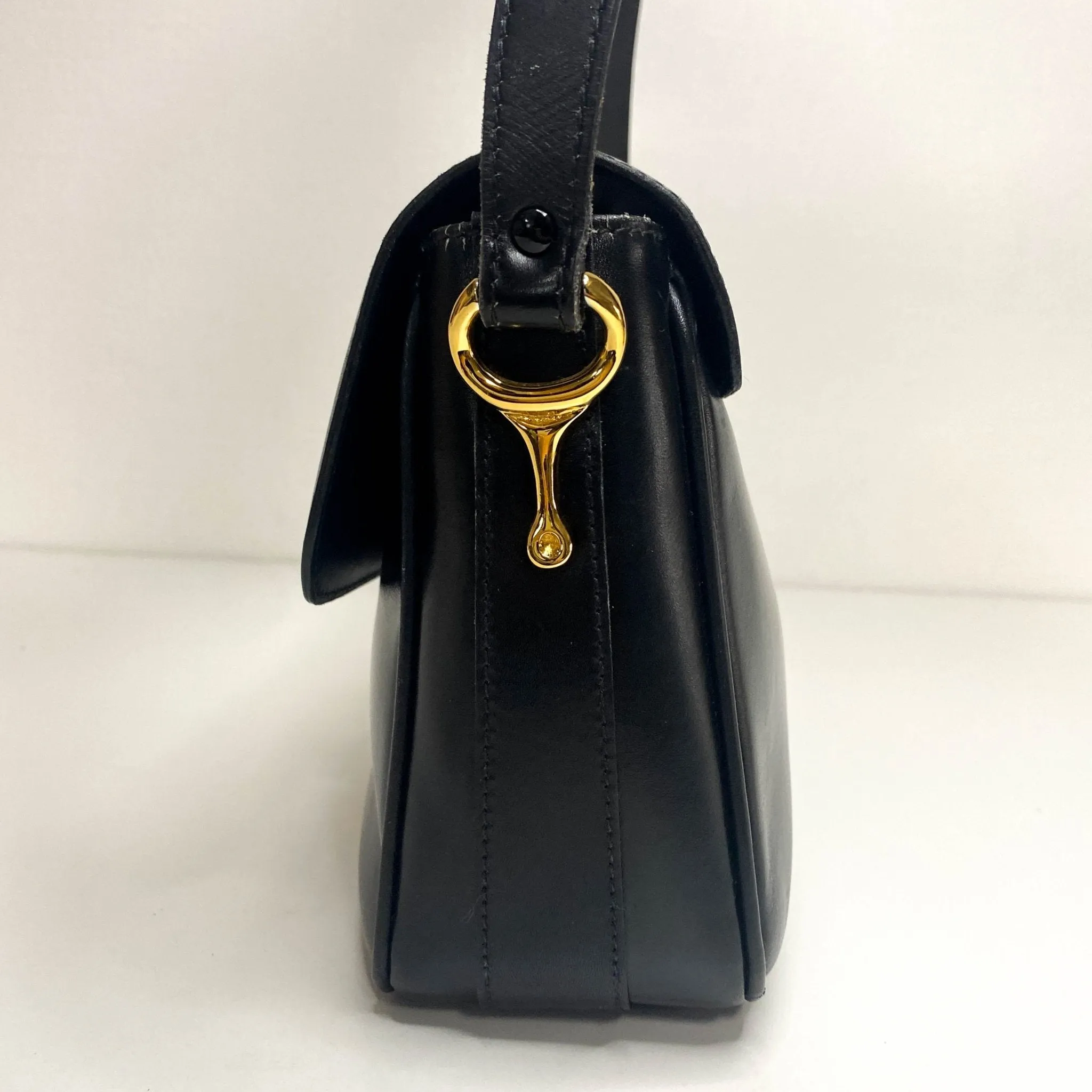 Macadam Triomphe Hardware Vintage Black Calf Leather Crossbody Bag