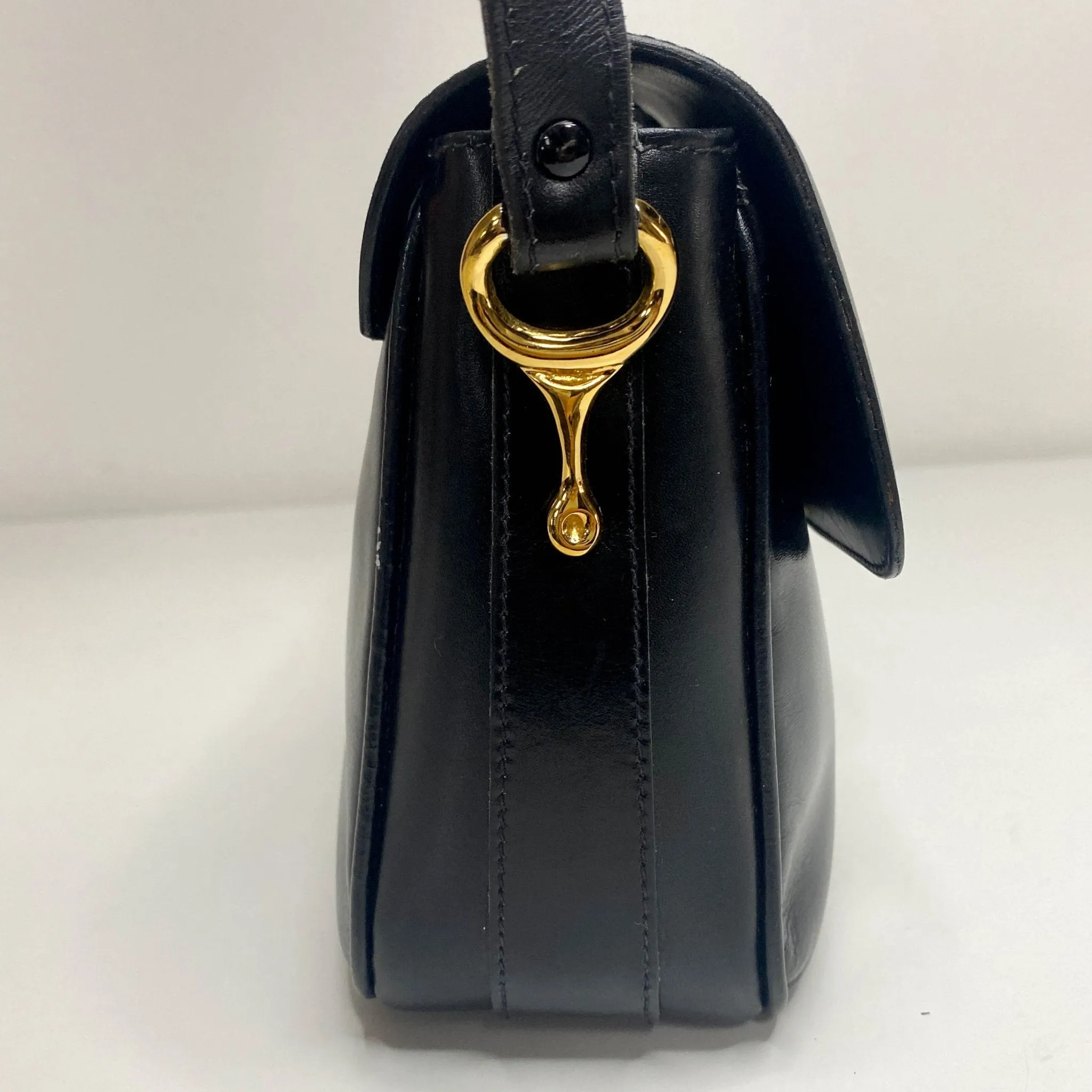 Macadam Triomphe Hardware Vintage Black Calf Leather Crossbody Bag