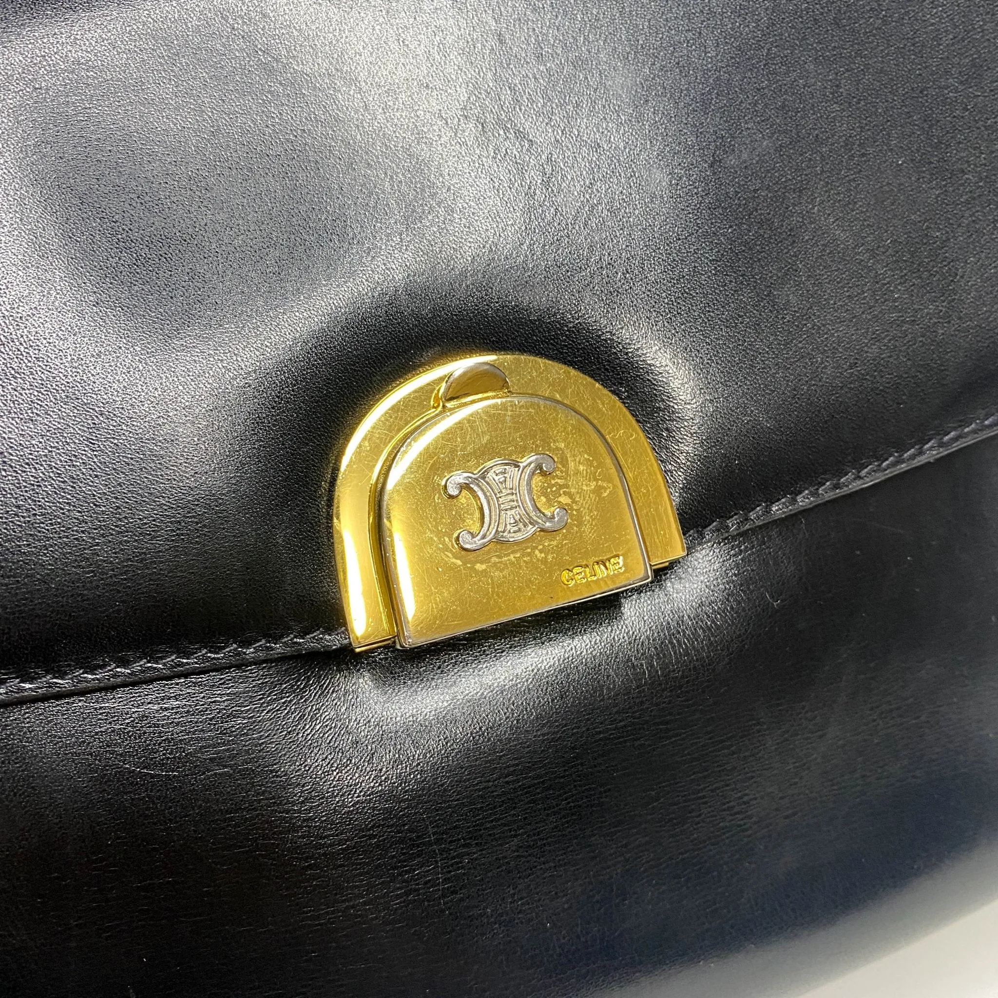 Macadam Triomphe Hardware Vintage Black Calf Leather Crossbody Bag