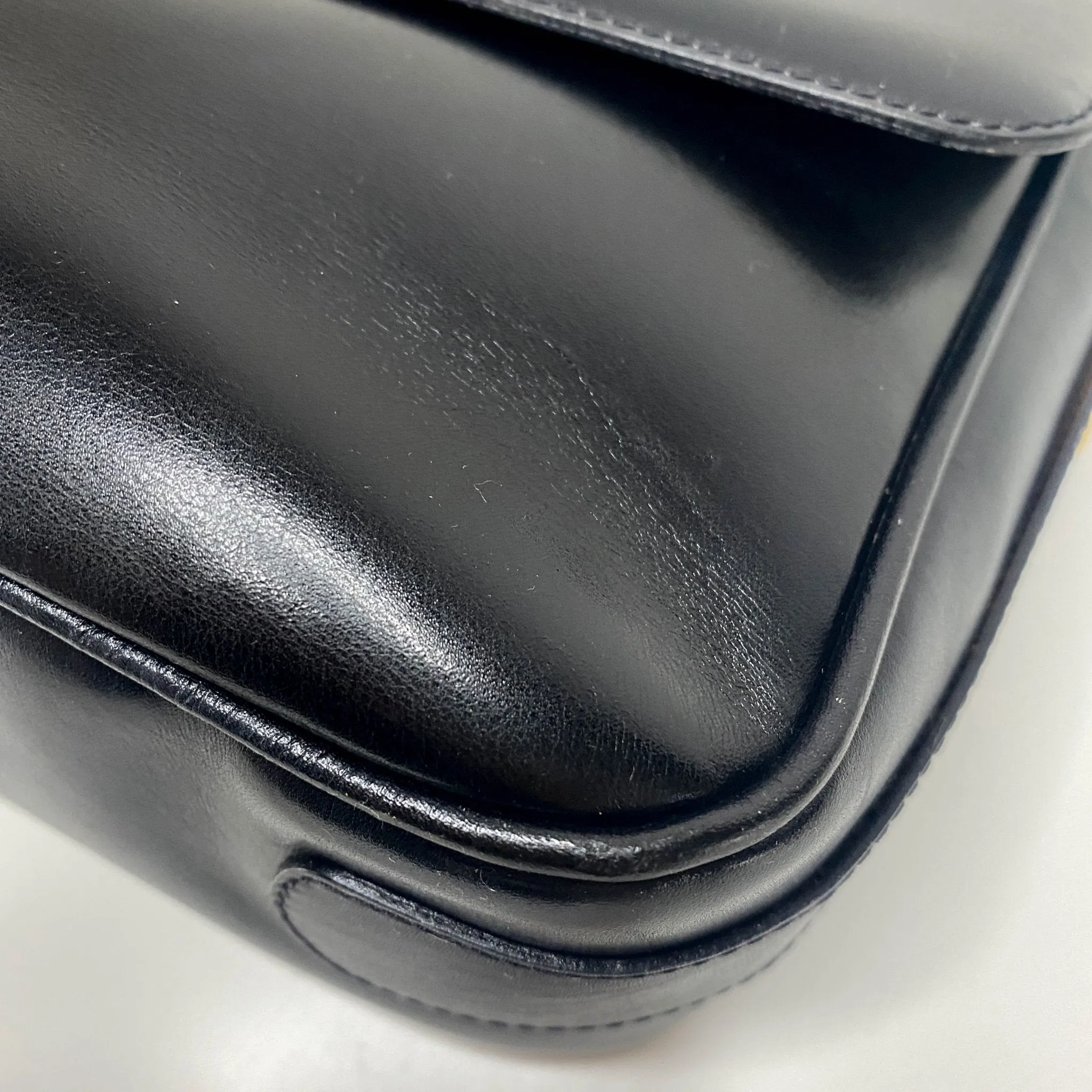 Macadam Triomphe Hardware Vintage Black Calf Leather Crossbody Bag