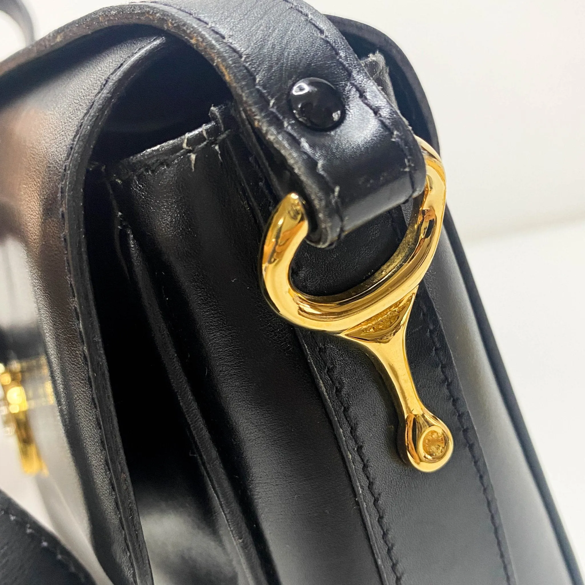 Macadam Triomphe Hardware Vintage Black Calf Leather Crossbody Bag