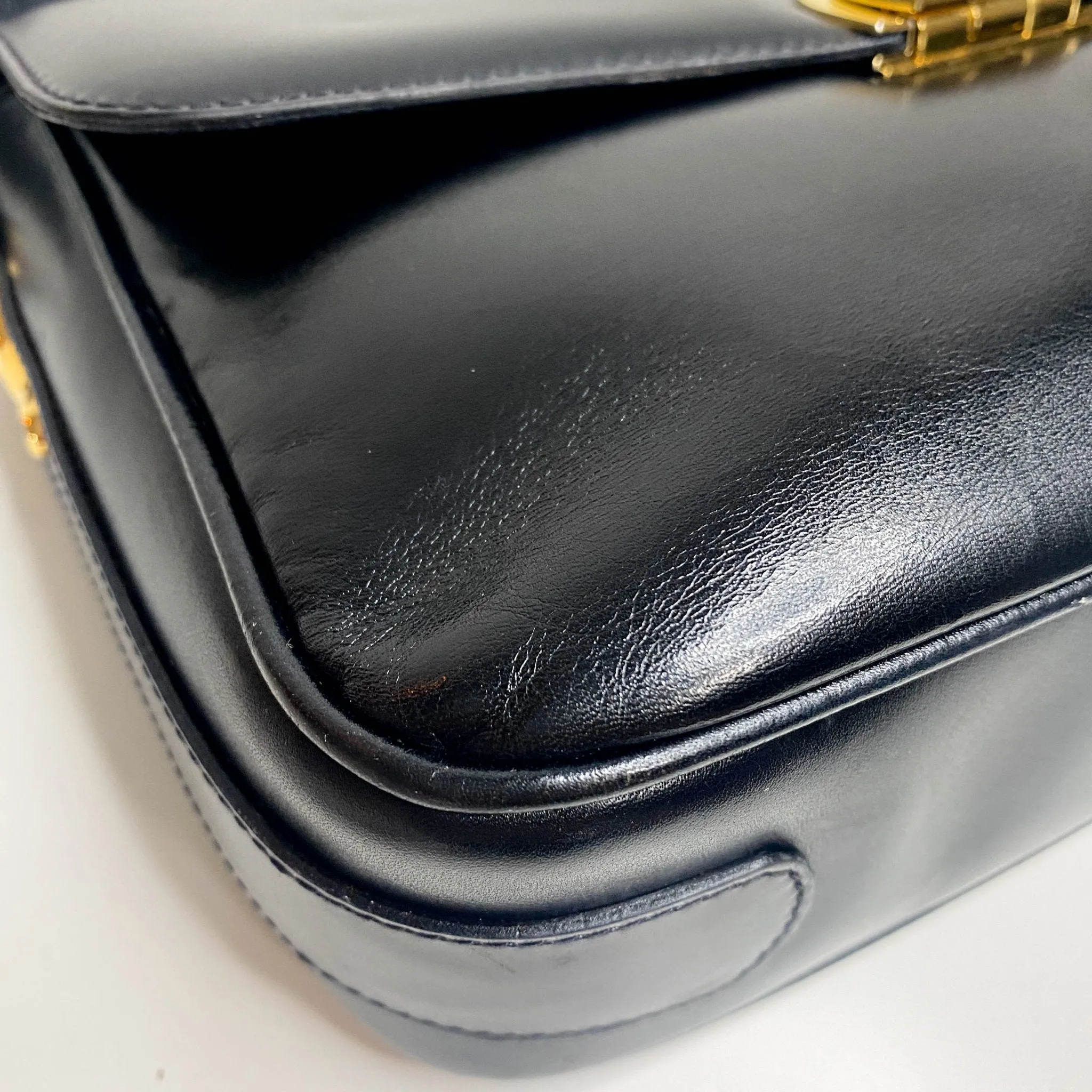 Macadam Triomphe Hardware Vintage Black Calf Leather Crossbody Bag