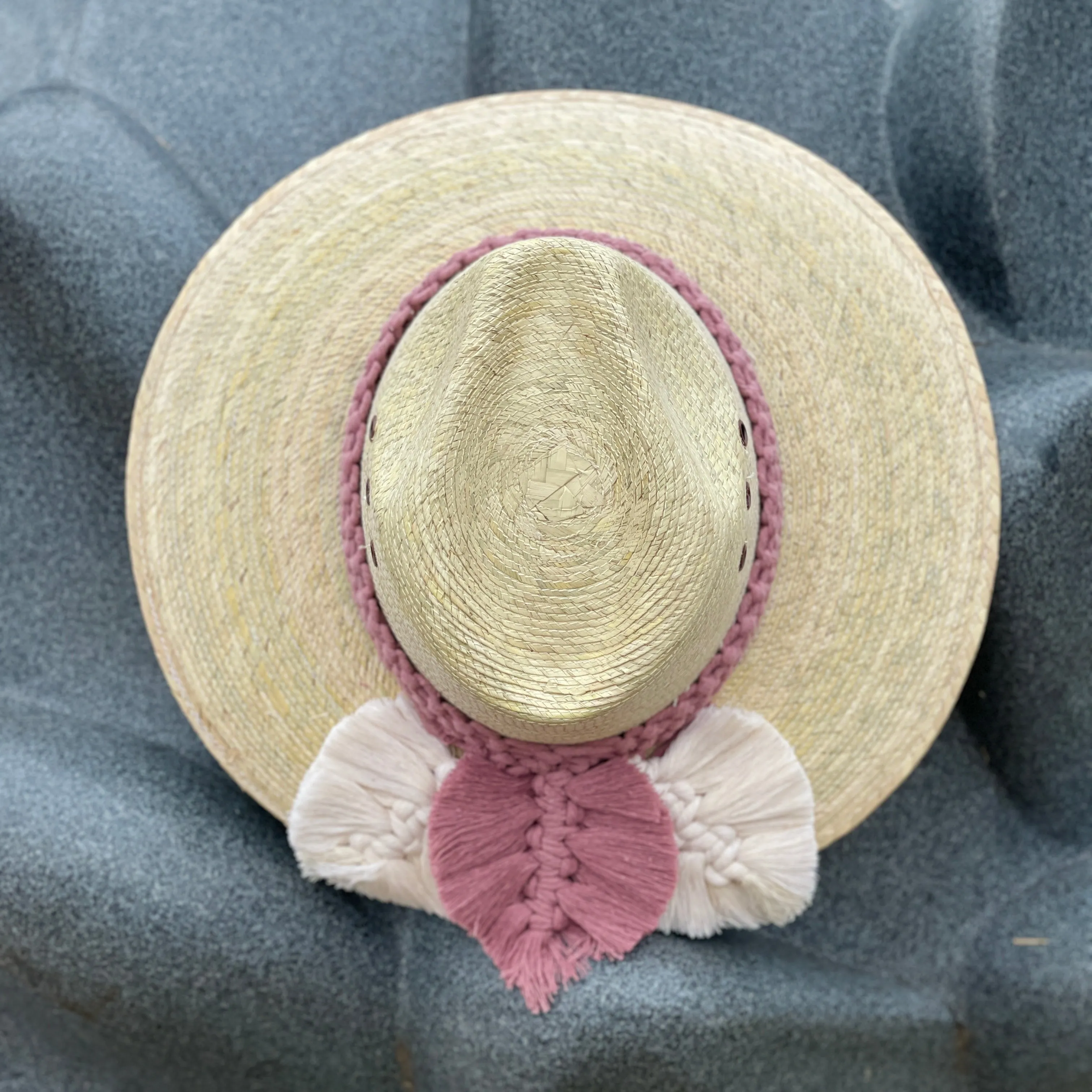 Macrame Feather Straw Hat