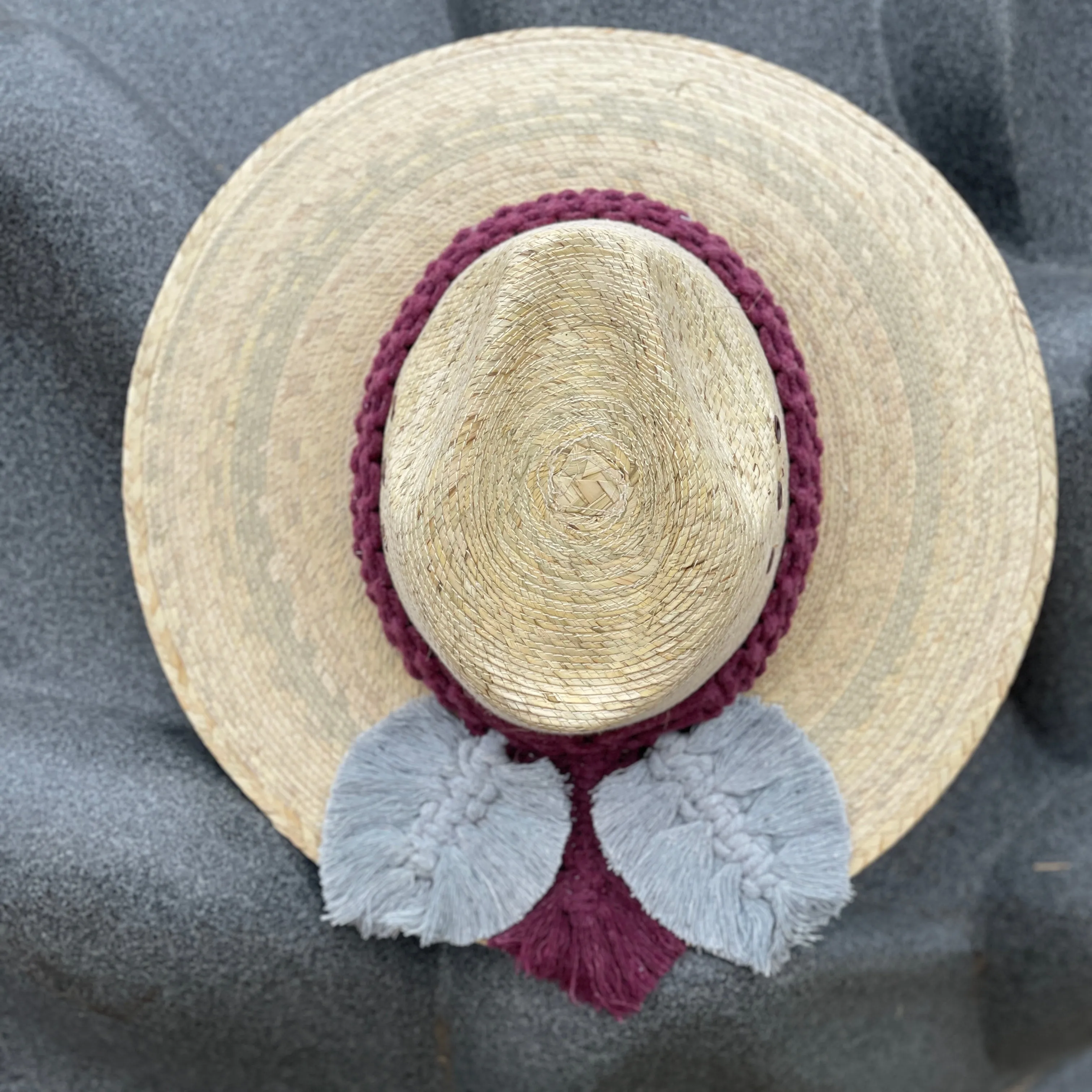 Macrame Feather Straw Hat